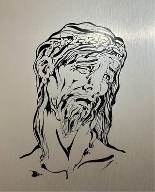 Quadro Cristo vintage acciaio diros arte 