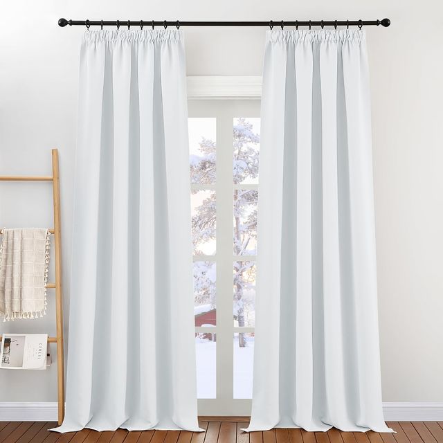 Cortinas XL opacas térmicas blanco gris 140x300cm