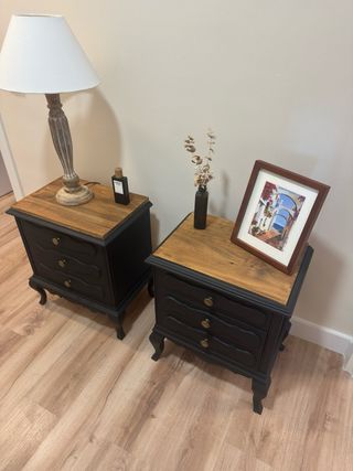 dos mesitas noche madera restauradas a tu gusto