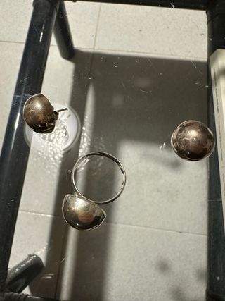 Pendientes y sortija plata