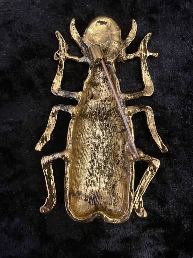 Spilla scarabeo azzurro smalto e strass