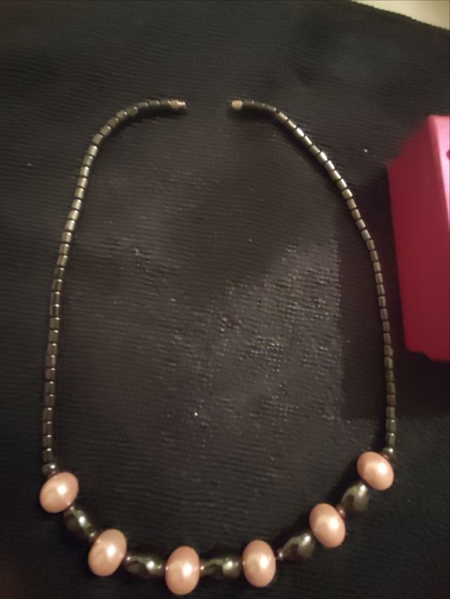 Collar piedras minerales hematite- Nuevo!