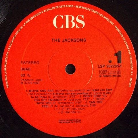 The Jacksons. Greatest Hits. LP 1989. PROMO.
