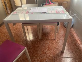Mesa cocina metalica blanca