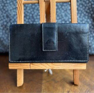 Billetera monedero Prüne negro de cuero Vintage