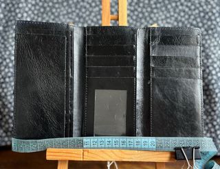 Billetera monedero Prüne negro de cuero Vintage
