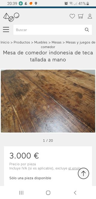 Recogida o envío desde Aspe /Alicante Mesa comedo