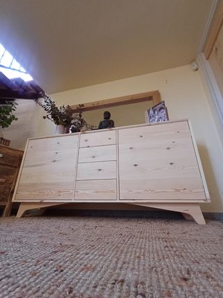 Mueble nórdico de baño madera natural maciza