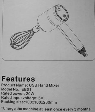 Batidora Recargable para Repostería