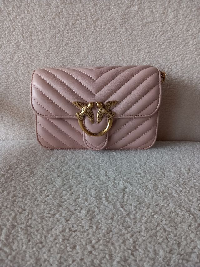 Borsa a tracolla in pelle rosa Pinko