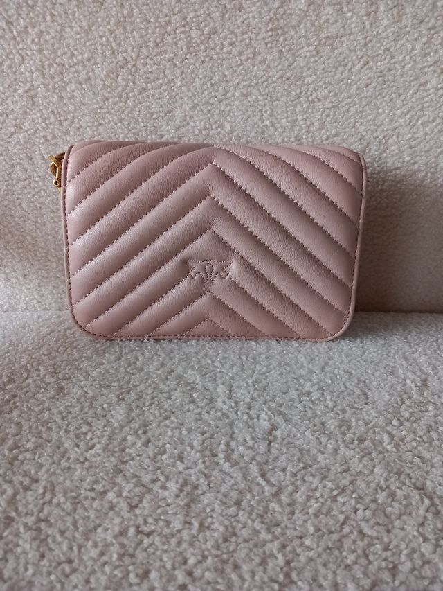 Borsa a tracolla in pelle rosa Pinko