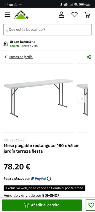 6U. Tavoli pieghevoli rettangolari 180 x 45 cm