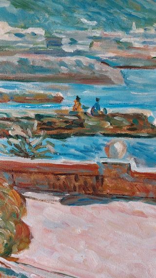 Cuadro grande al óleo con paisaje.