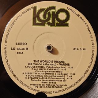 Vardis. The world's Insane. LP 1982.