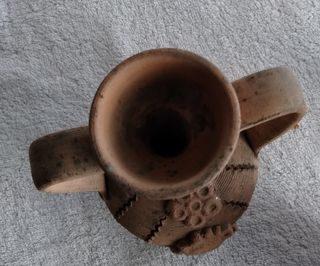 piccola antica anfora giara vaso doppio manico