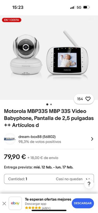 Camara vigilabebes motorola MBP33S