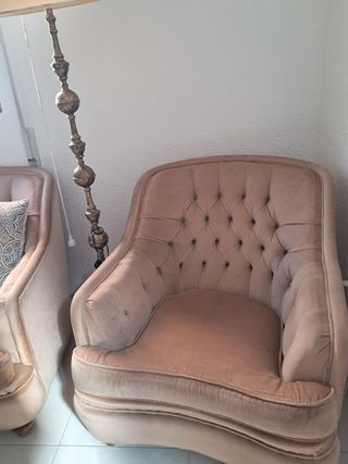 Sofa tres piezas antiguo botones capitoné