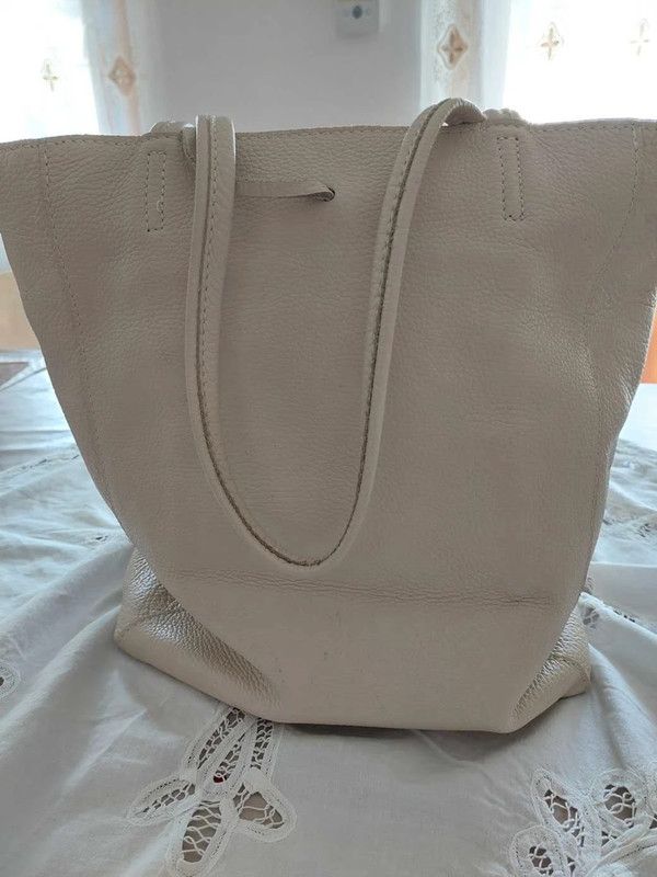 Borsa di Pelle color panna, nuova