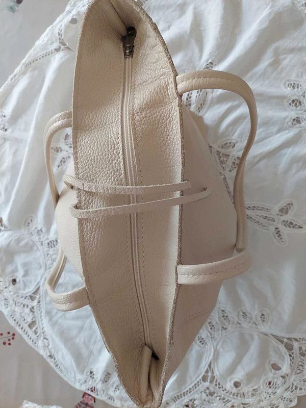 Borsa di Pelle color panna, nuova