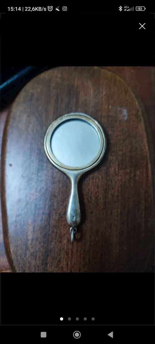 Antiguo espejo de Plata con argolla