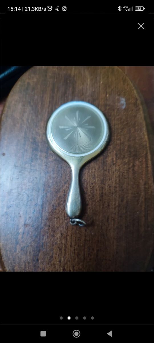 Antiguo espejo de Plata con argolla