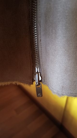 Abrigo reversible piel sintético salsa 