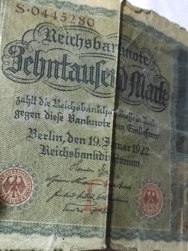 Antiguo billete 10mil marcos 1922, weimar
