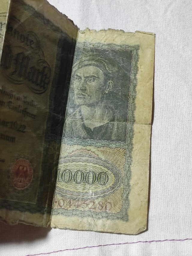 Antiguo billete 10mil marcos 1922, weimar
