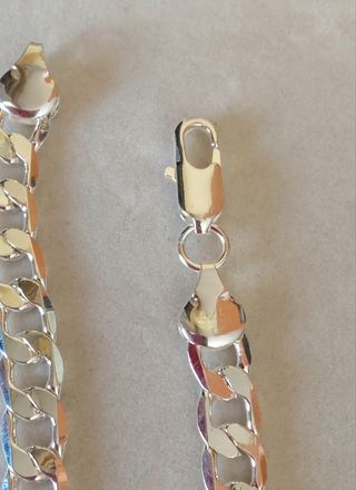 Cadena plata de ley cubana lapidada