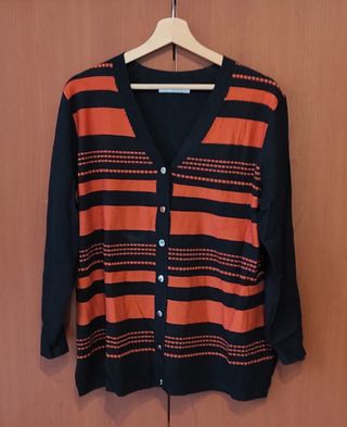 Cardigan nero e arancione, XXL