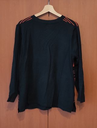 Cardigan nero e arancione, XXL
