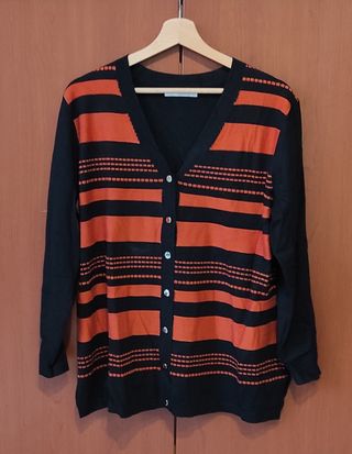 Cardigan nero e arancione, XXL