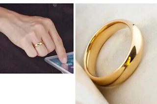 Anillo tipo alianza de acero dorado