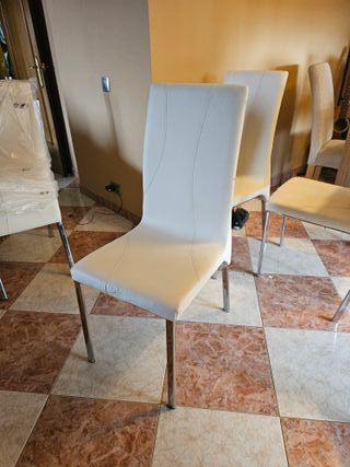 6 Sillas Salon Blancas y metal 6 uds