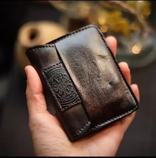 Monedero Bifold de cuero Genuino