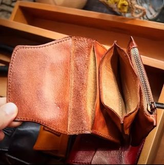 Monedero Bifold de cuero Genuino