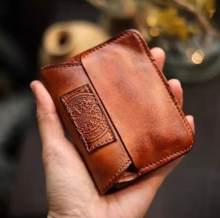 Monedero Bifold de cuero Genuino