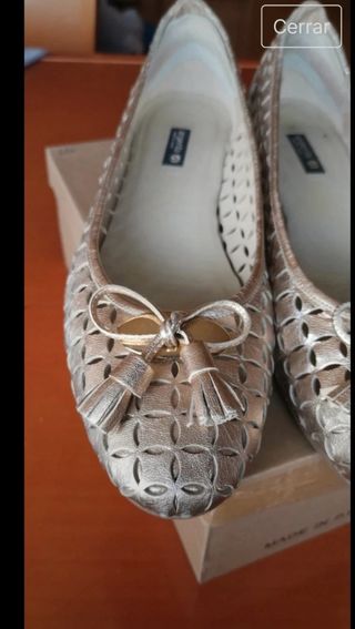 Bailarinas de piel doradas talla 40, piel auténtic
