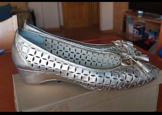 Bailarinas de piel doradas talla 40, piel auténtic