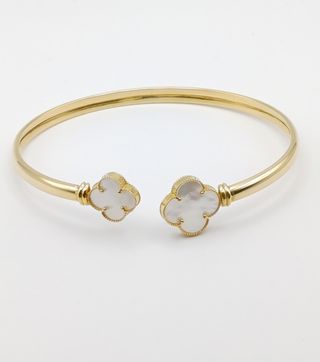 Esclava de Oro 18k y Nácar, Flor Trébol 