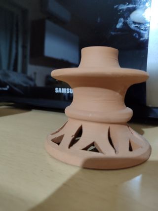 Porta candela in terracotta grezza