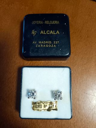 Pendientes oro blanco y zirconita