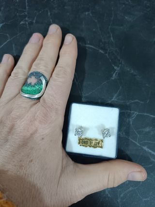 Pendientes oro blanco y zirconita
