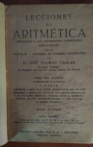 Lecciones de aritmética. Libro escolar antiguo