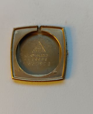 Raro Omega oro 14k cristal curvo mujer.