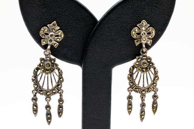 Pendientes largos plata oscura