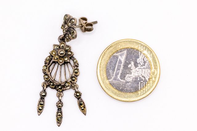 Pendientes largos plata oscura