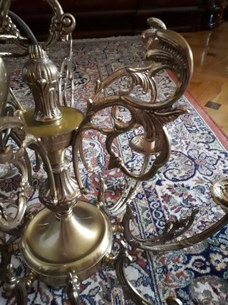 Lámpara bronce y cristal