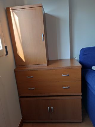 Mueble salón modular melamina nogal