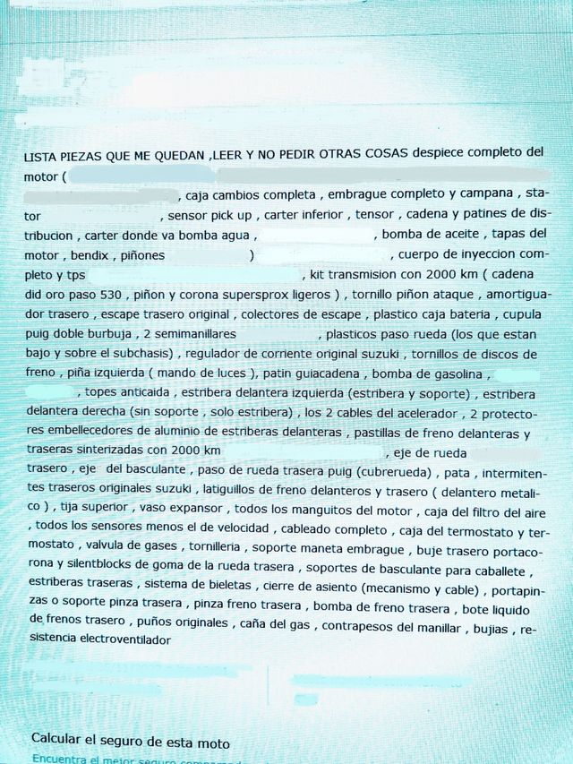 latiguillo freno trasero suzuki gsxr 1000 k5 k6